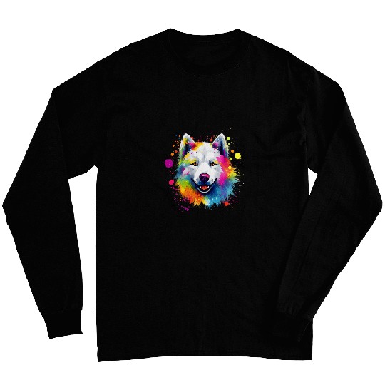 Samoyed Lovers Colorful Pop Art Samoyed Dog Long Sleeves