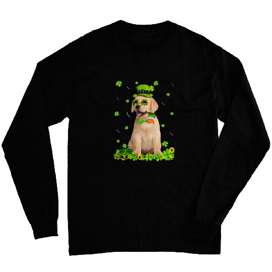 Labrador Lab Dog Funny St Patricks Day Labrador Dog Cute Shamrock Long Sleeves