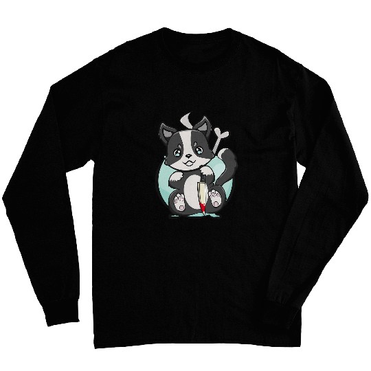 Halloween Border Collie Herding Dog Cute Anime Horror Long Sleeves