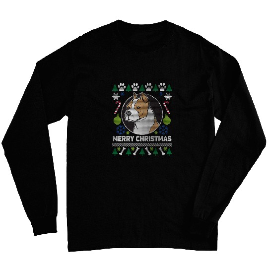 Pit Bull Amstaff Ugly Christmas Tacky xmass Gift Idea Long Sleeves