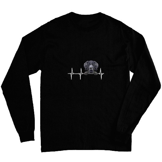 Dog Great Dane Funny Dog Heartbeat For Black Great Dane Lovers T-Shirt Long Sleeves