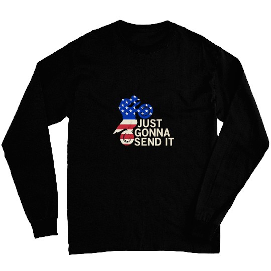 Just Send It Motocross Dirt Bike American Flag 1 Long Sleeves