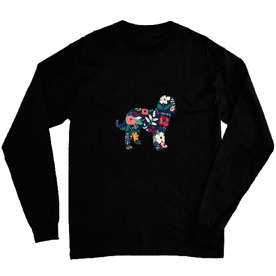 Dog Goldendoodle Floral Silhouette - Goldendoodle Dog T-Shirt Long Sleeves