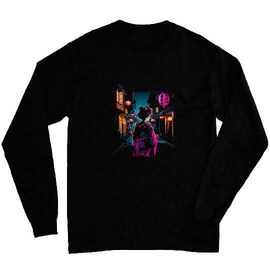 Japanese Geisha Japan Culture Lover Japanese Synthwave Long Sleeves