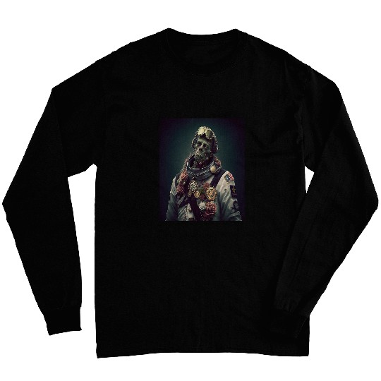 Space Zombie Astronaut Highly Decorated Wearing Helmet Art Long Sleeves