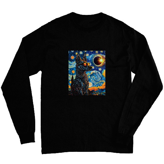 Total Solar Eclipse Blue Heeler Dog Long Sleeves