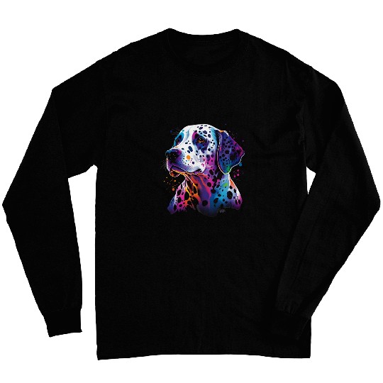Retro Dalmatian Breed Dog Rainbow Mom 90s Cute Trendy Spots Long Sleeves