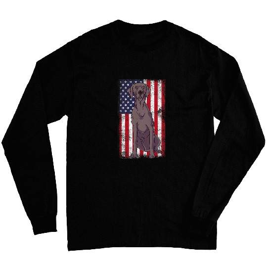 Weimaraner USA Flag Long Sleeves
