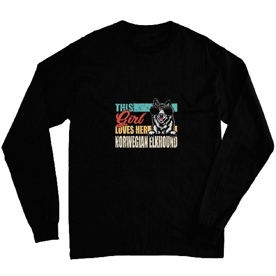 This Girl Loves Her Norwegian Elkhound Cool Dog Vintage Long Sleeves