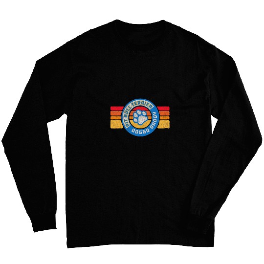 Retro Pit Bull Terrier Doggo Daddy 80s vintages Dog Dad Long Sleeves