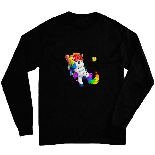 Unicorns Softball Girls Women Baseball Softball Player Long Sleeves