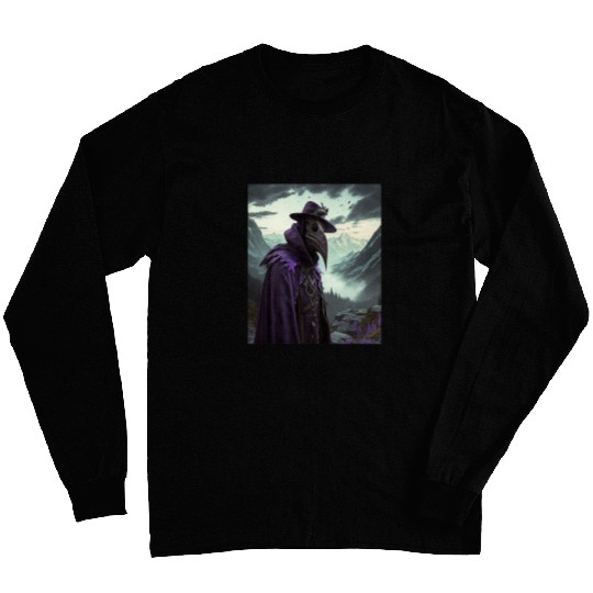 Purple Violet Plague Doctor Standing On Mountain Cool Art 22 Long Sleeves
