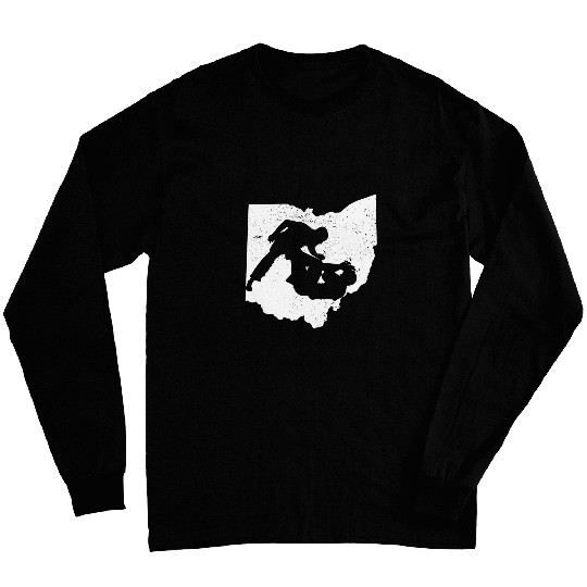 Jiu jitsu martial art BJJ MMA grapplers OHIOS map art Long Sleeves