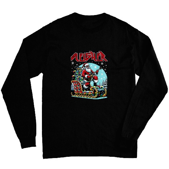 Sleigher Hail Santa Heavy Metal Christmas Rock xmass Art Long Sleeves