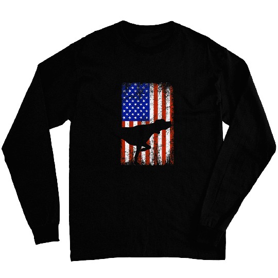 German Shorthaired Pointer Bird Hunting Dog America USA Flag Long Sleeves