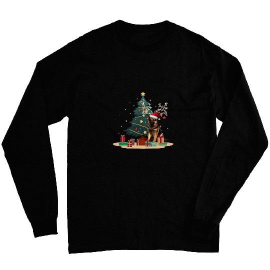 German Shepherd Tree Christmas Sweater xmass Dog Lover Owner Long Sleeves