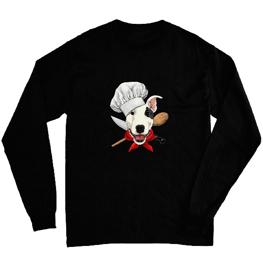 Restaurant Bull Terrier Chef Cook Kitchen Cooking Lover Dog Long Sleeves