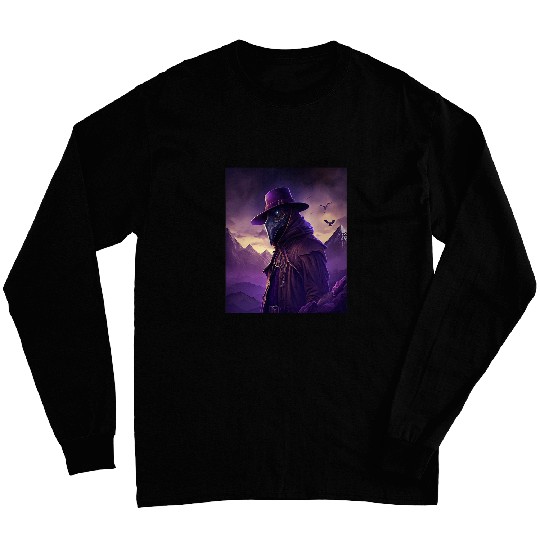 Purple Violet Plague Doctor Standing On Mountain Cool Art 23 Long Sleeves