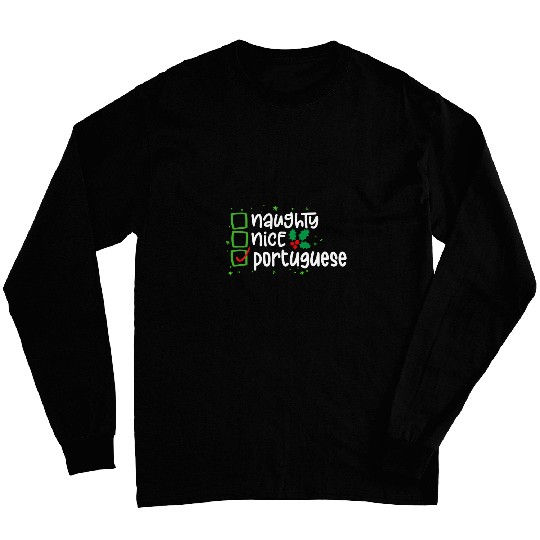 Portuguese Christmas Santas Naughty or Nice List Long Sleeves