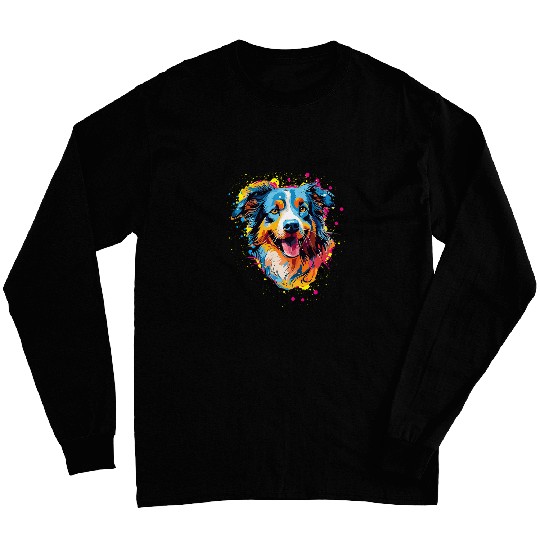 Splash Art Australian Shepherd Aussie Lover Long Sleeves