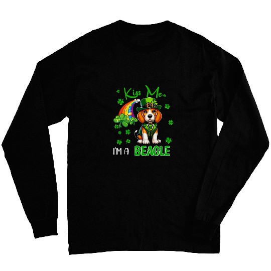 Im A Beagle St  Patricks Day Shamrocks Rainbow Owner Long Sleeves