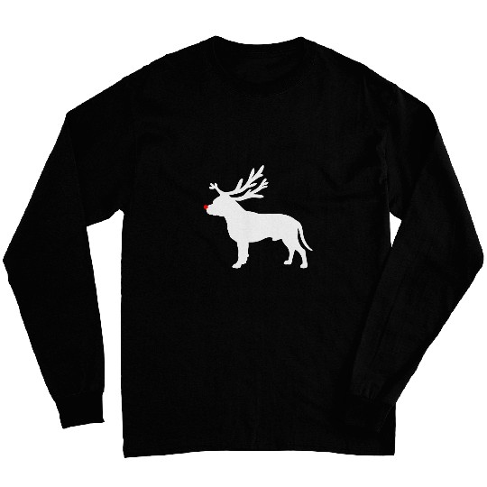 Stafforshire Bull Terrier Dog Christmas Reindeer Antlers Long Sleeves