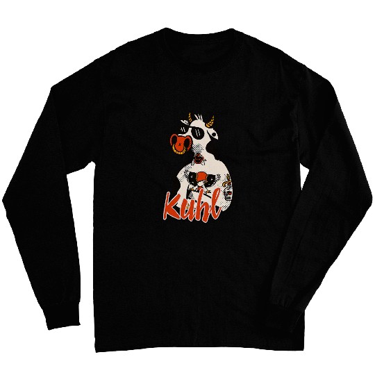 Rockabilly Cow Cow with Sunglasses Farmer Gift Long Sleeves