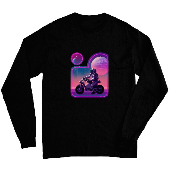Motorcycle Riding Astronaut 2Futuristic Space Exploration Long Sleeves
