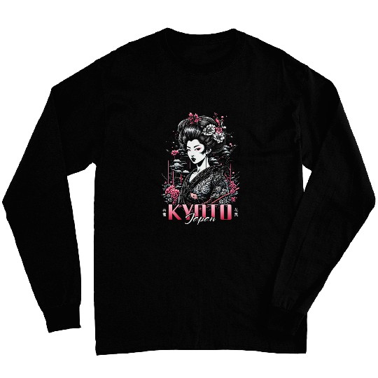 Kyoto Japan Geisha Cherry Blossoms Long Sleeves