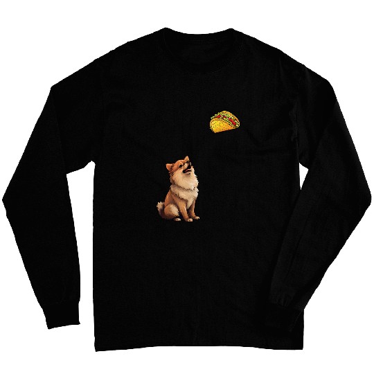 Pomeranian Staring At Taco Pomeranian Long Sleeves