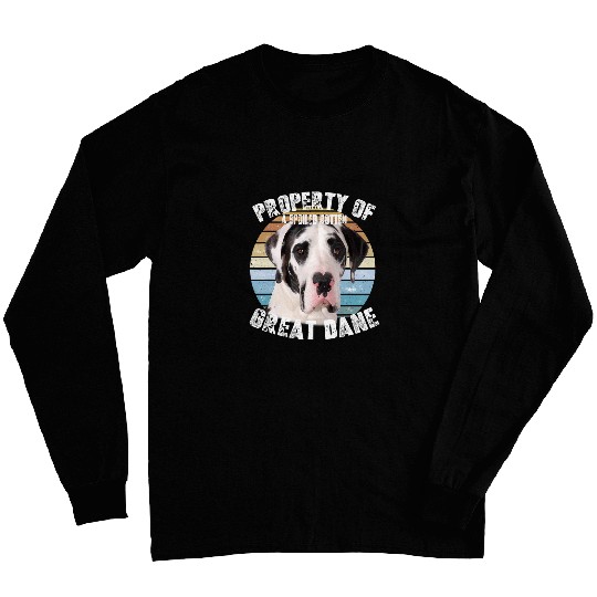Dog Great Dane Harlequin Owner Lover Retro Vintage T-Shirt Long Sleeves
