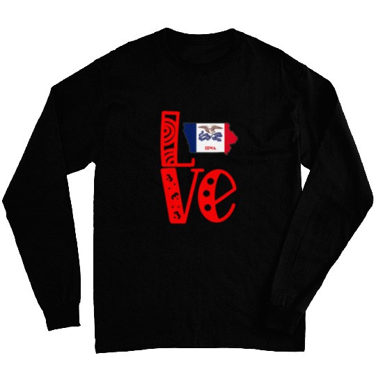 Love Iowa in Art Block Letters Long Sleeves