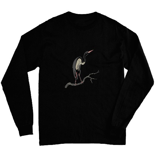 Lucky Heron Bird Art Illustration Long Sleeves