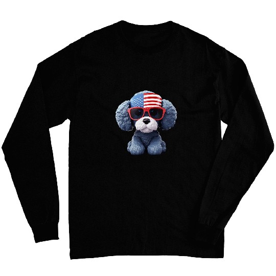 Toy Poodle with Patriotic USA Flag American Independence Day 1 Long Sleeves