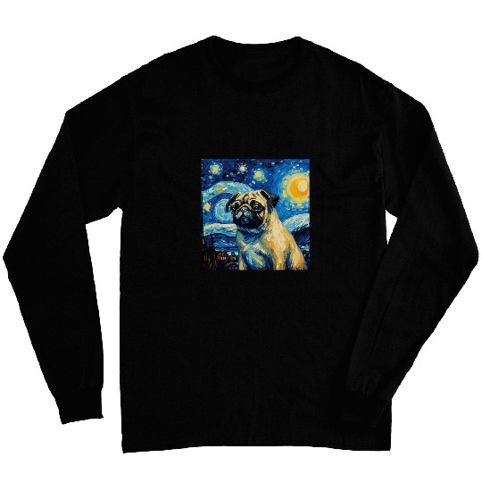 Pug Starry Night For Dog Mom Dog Dad 1 Long Sleeves