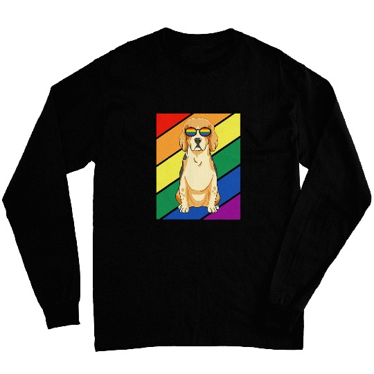 LGBTQ Flag Gay Pride Month Rainbow Beagle Dog LGBT Glasses Long Sleeves