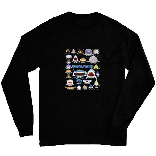 Types of Sharks Face Marine Biologist Science Animals Fish Long Sleeves