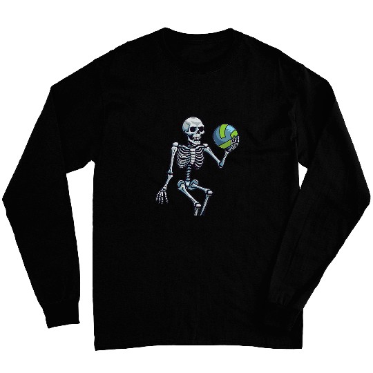 Volleyball Vball Beach Volleyball Skeleton Long Sleeves
