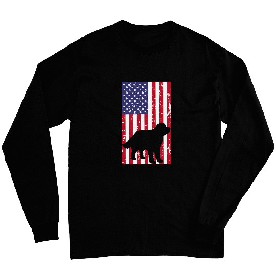 Newfoundland Distressed Patriotic All American USA Flag Long Sleeves