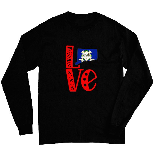 Love Connecticut in Art Block Letters Long Sleeves