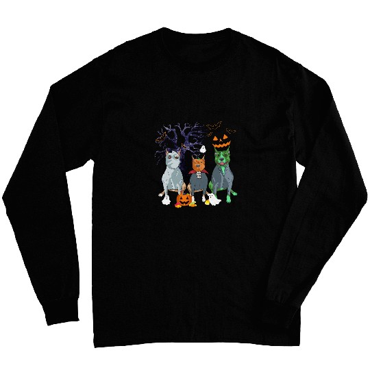 Halloween Staffordshire Bull Terrier Dog Witch Dog Lovers Long Sleeves