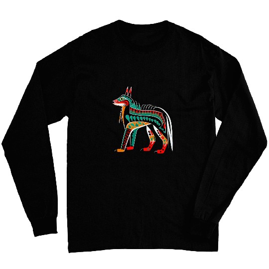 wolfs in Pacific Northwest Coast Native American Tribal Style Long Sleeves