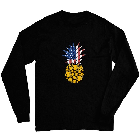 Womens USA Flag Team Softball pineapples 4th of July Long Sleeves