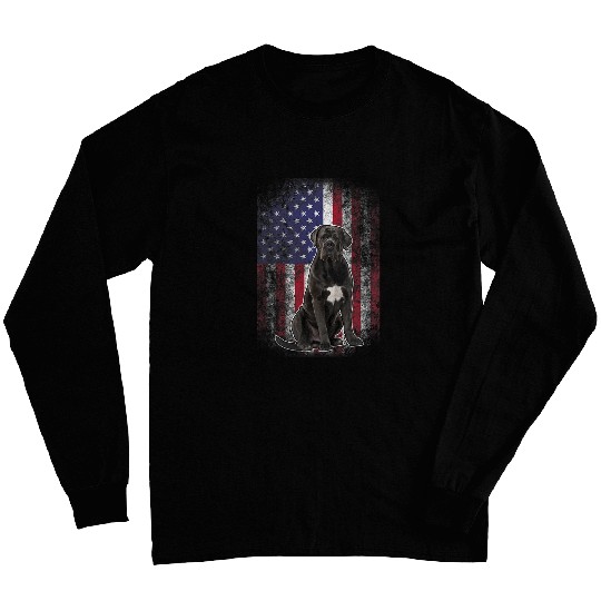 Patriotic Cane Corso American Flag Dog Lover Gift Long Sleeves