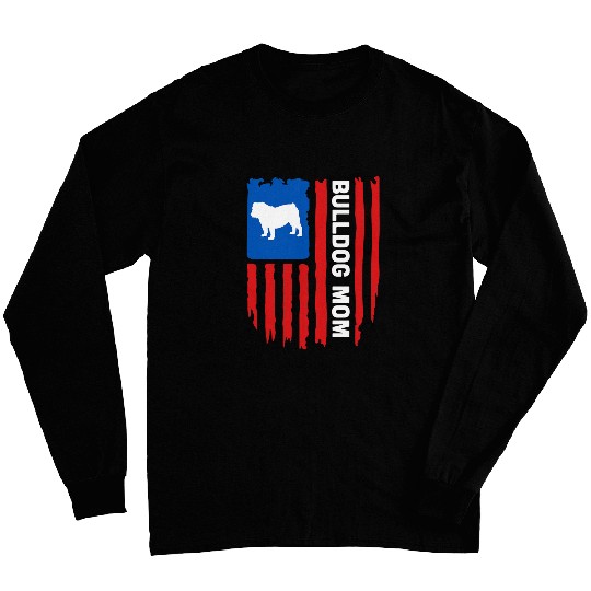 USA flag Patriotic English Bulldog Mom Long Sleeves