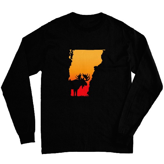 Moose or shed antler Hunting Vermont Map art Hunter Long Sleeves
