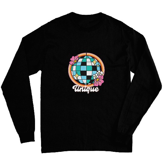 Womens uniques Womens Creative Expression Graphic Retro Disco Ball Long Sleeves