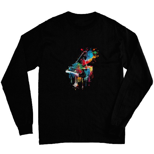 Watercolor Piano Player Musician Splash Art Composer Music Long Sleeves
