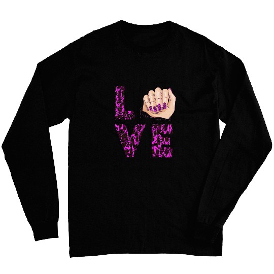 Womens Nair Artist Cosmetologist Nail Studio Love Leopard Nail Tech Long Sleeves