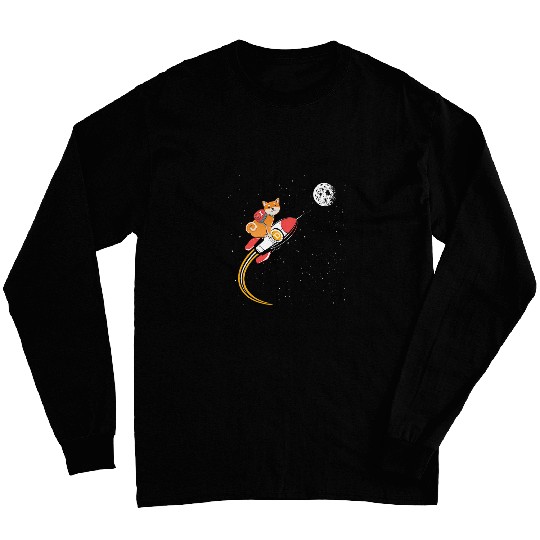 Dog Shiba Inu To The Moon Doge MEME Shiba Inu Dog Long Sleeves